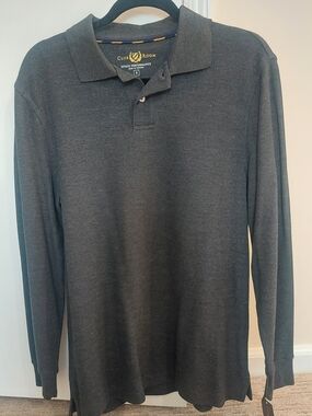 Club Room Men's Long-Sleeve Polo - Charcoal